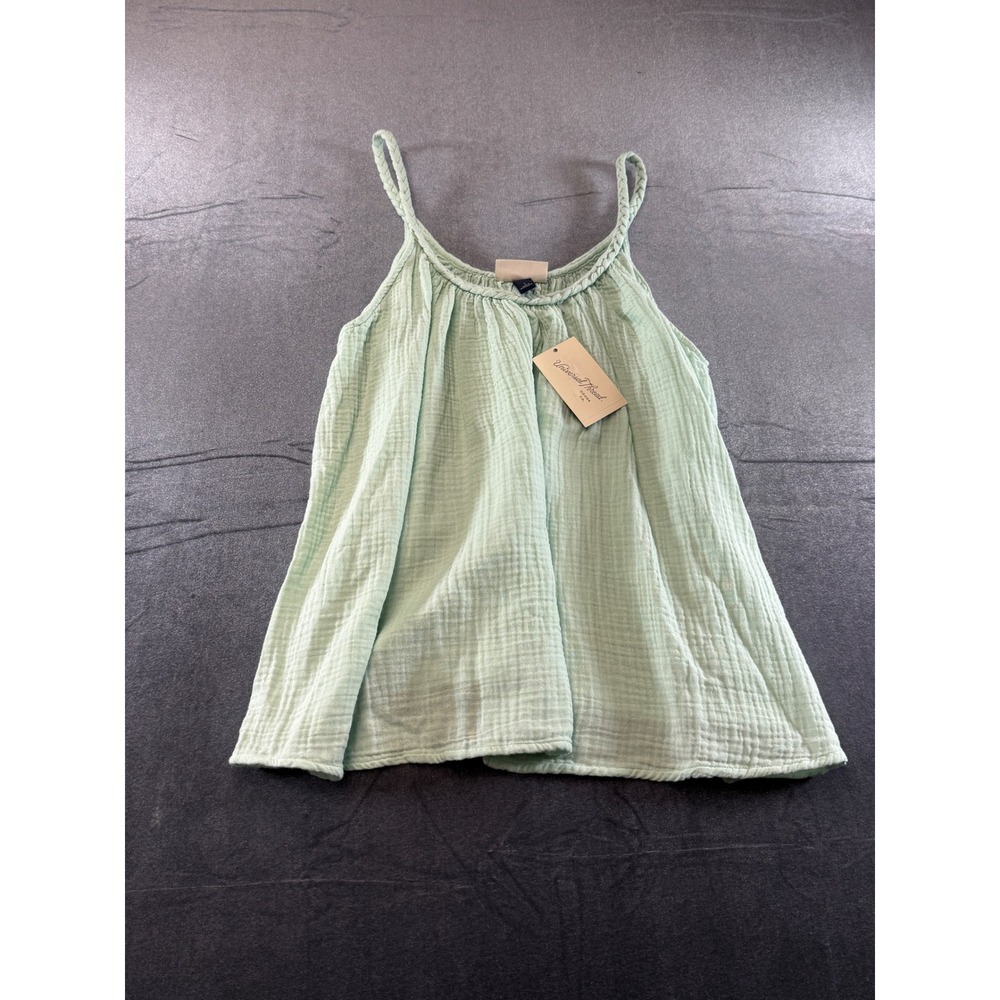 Universal Thread Womens Light Green Cotton Gauze Braided Strap Tank Top Large L